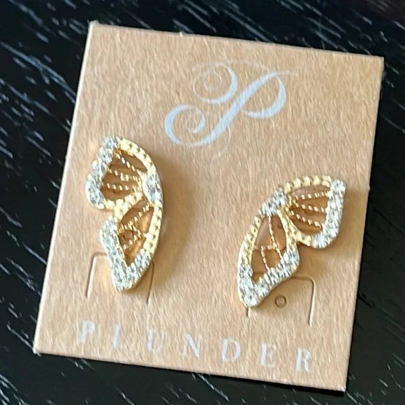 Plunder Navy Faye butterfly wing earrings-