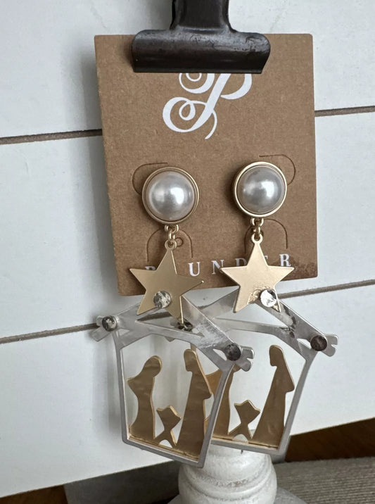 E122 Plunder Design Trendy Fashion Jewelry Nativity Gold Silver Drop Dangle Earrings