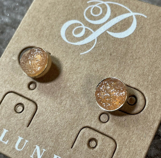 E110 Plunder Design Peach Druzy Stud Earrings
