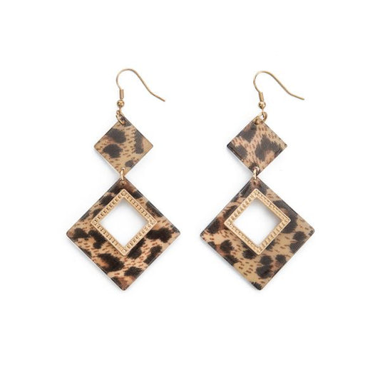 Joanie Square Animal Print earrings
