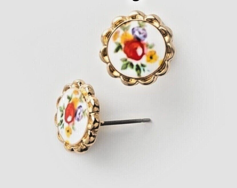 Plunder Earrings (new) DEMI -FLOWER PRINT SET IN GOLD